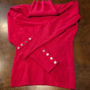 Red Turtleneck Sweater Buttons at Cuff
